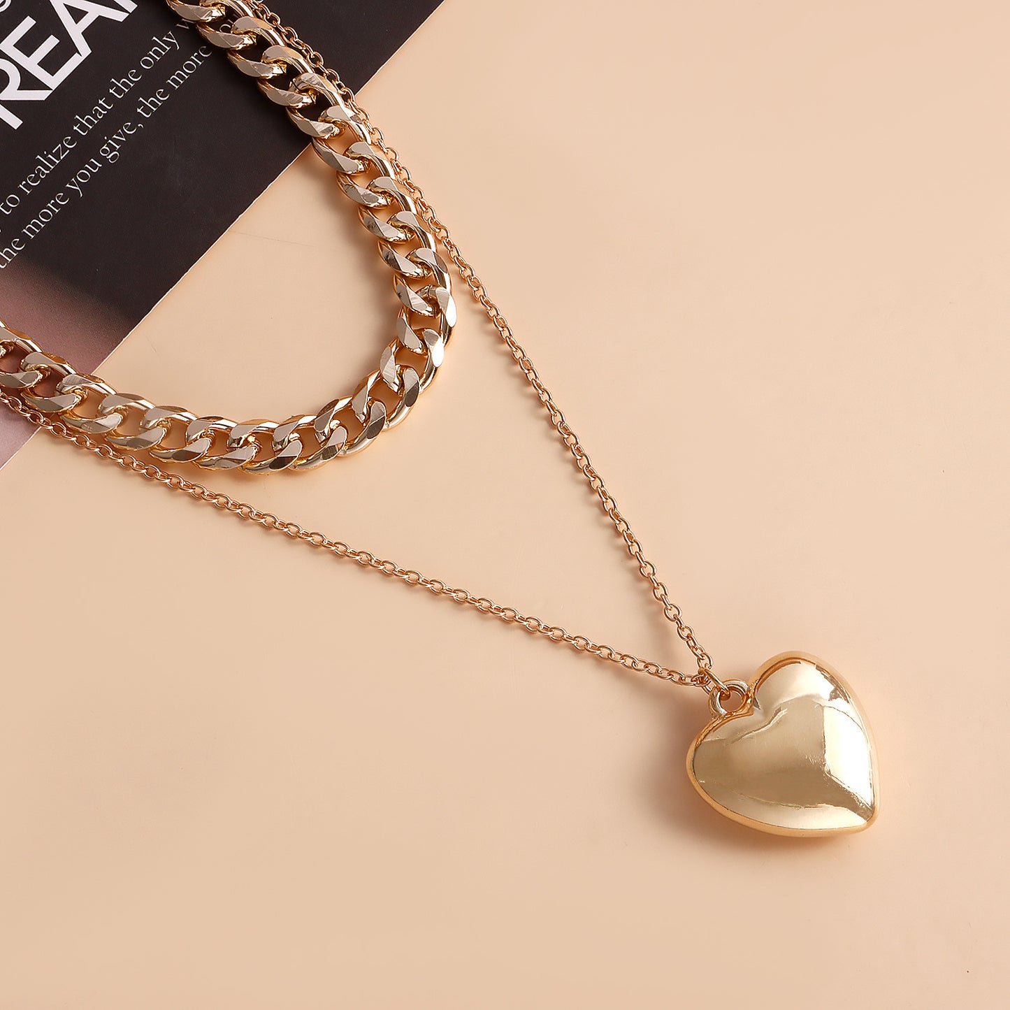 Collier chaîne en métal double couche pour femme