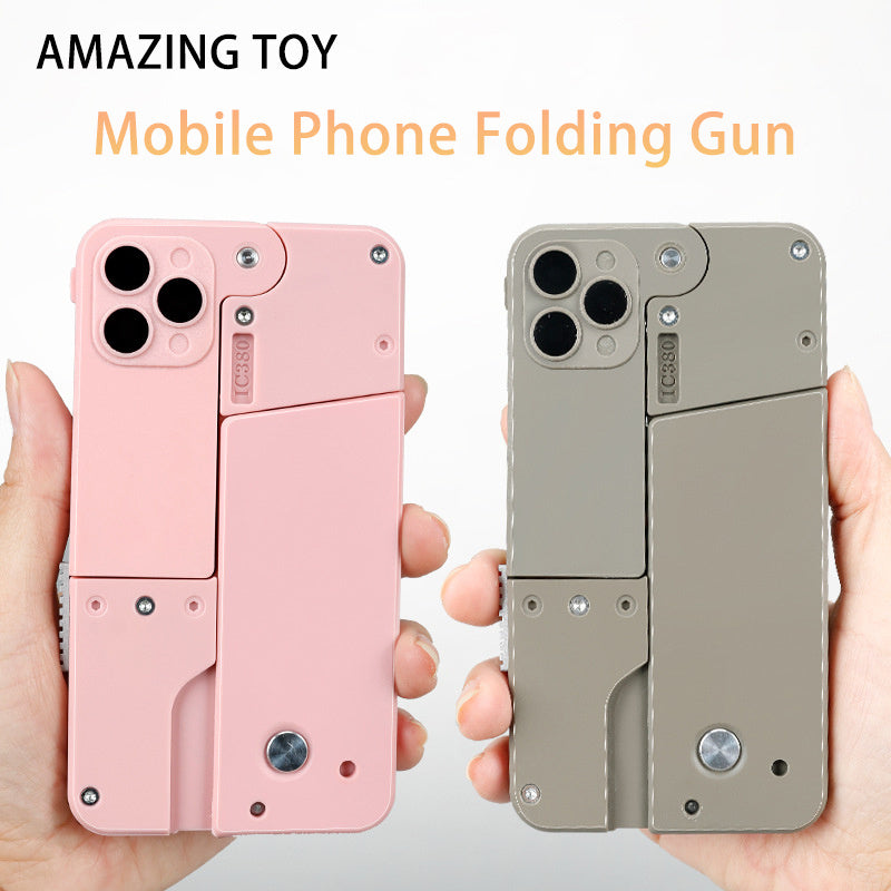 Bala de pistola plegable, juguete para lanzar conchas automáticas, juguete de bala suave creativo, apariencia de teléfono móvil, pistola interactiva al aire libre, regalo para niños