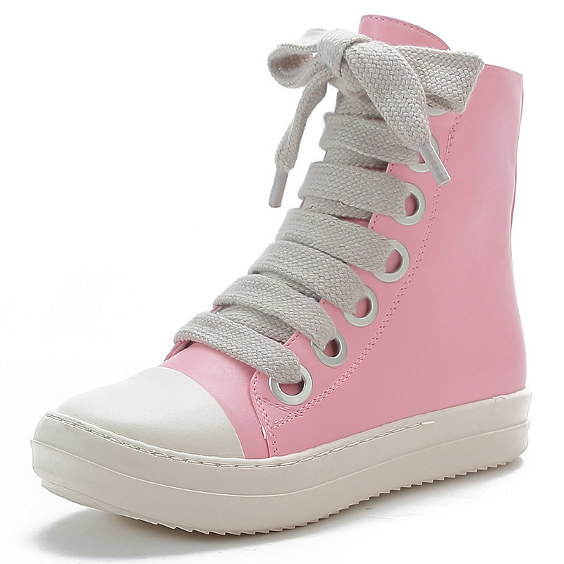 Petites bottes en cuir de rue style collège
