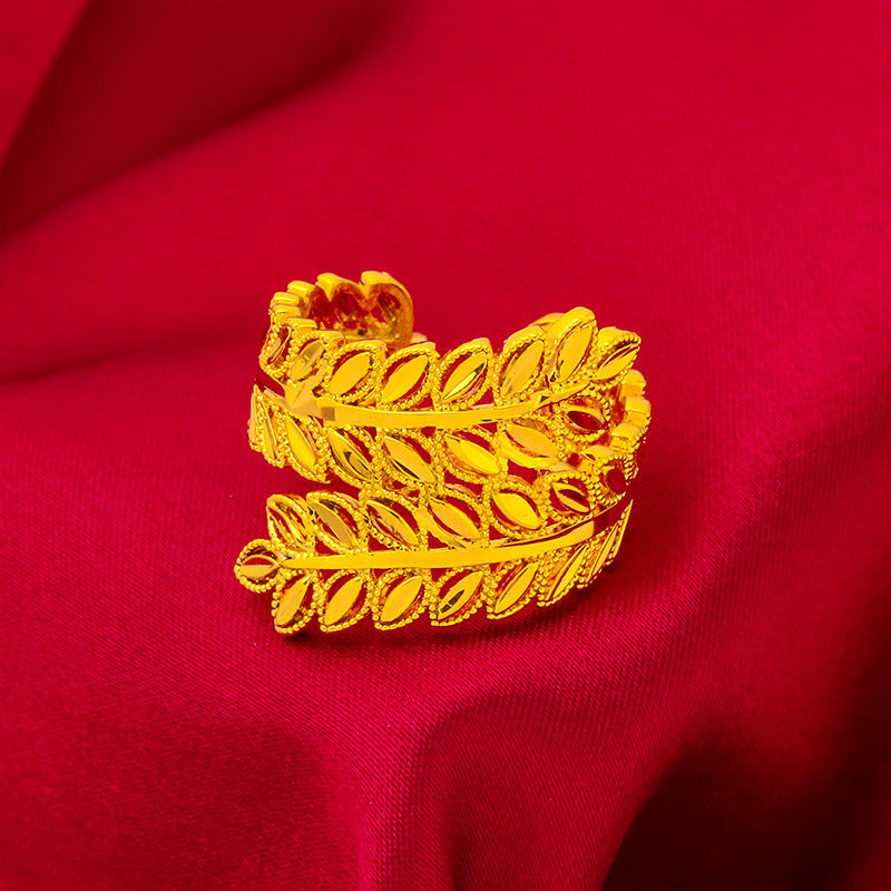 Brazalete con forma de anillo para mujer, diseño de trigo, pavo real