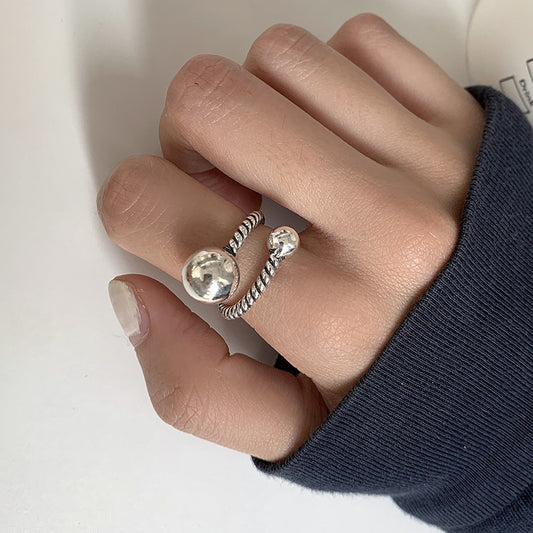 Bague creuse en forme de boule de chaîne Vintage pour femmes, tissage de doigts
