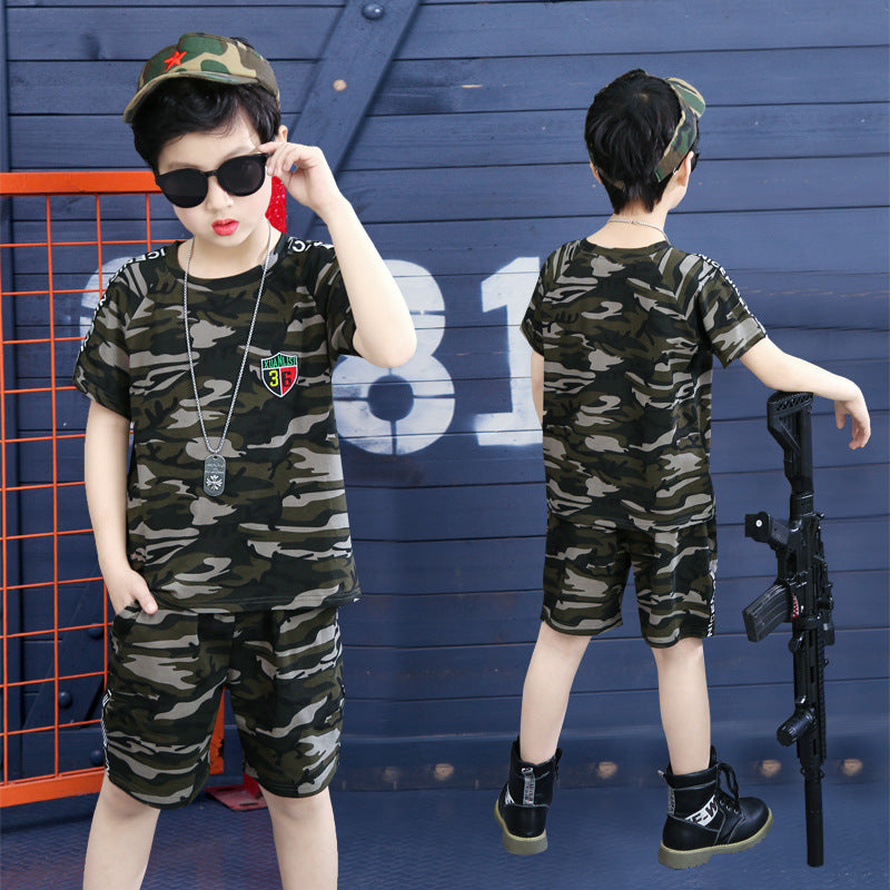 Vêtements d'été camouflage à manches courtes pour garçons 