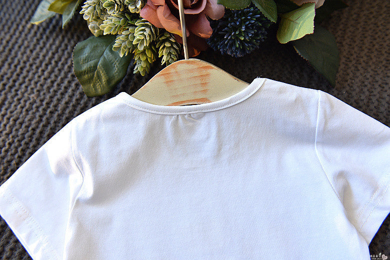 Vêtements d'été deux pièces pour filles, T-shirt à manches courtes pour enfants