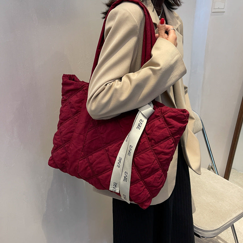Sac fourre-tout d'hiver pour femmes, sac à bandoulière en losange de couture, sac de Shopping de grande capacité, sacs à main personnalisés, 2023