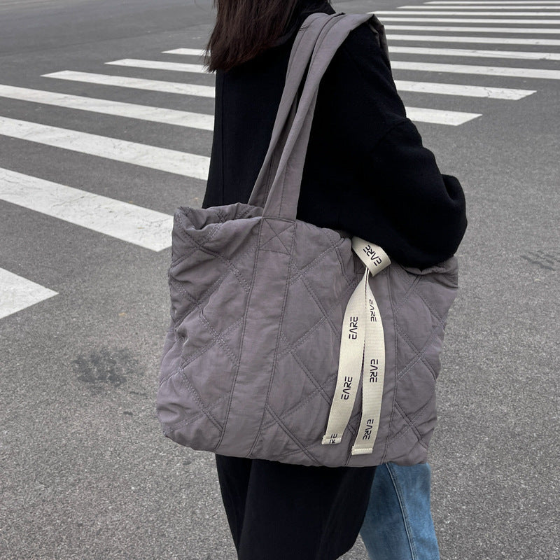 Sac fourre-tout d'hiver pour femmes, sac à bandoulière en losange de couture, sac de Shopping de grande capacité, sacs à main personnalisés, 2023