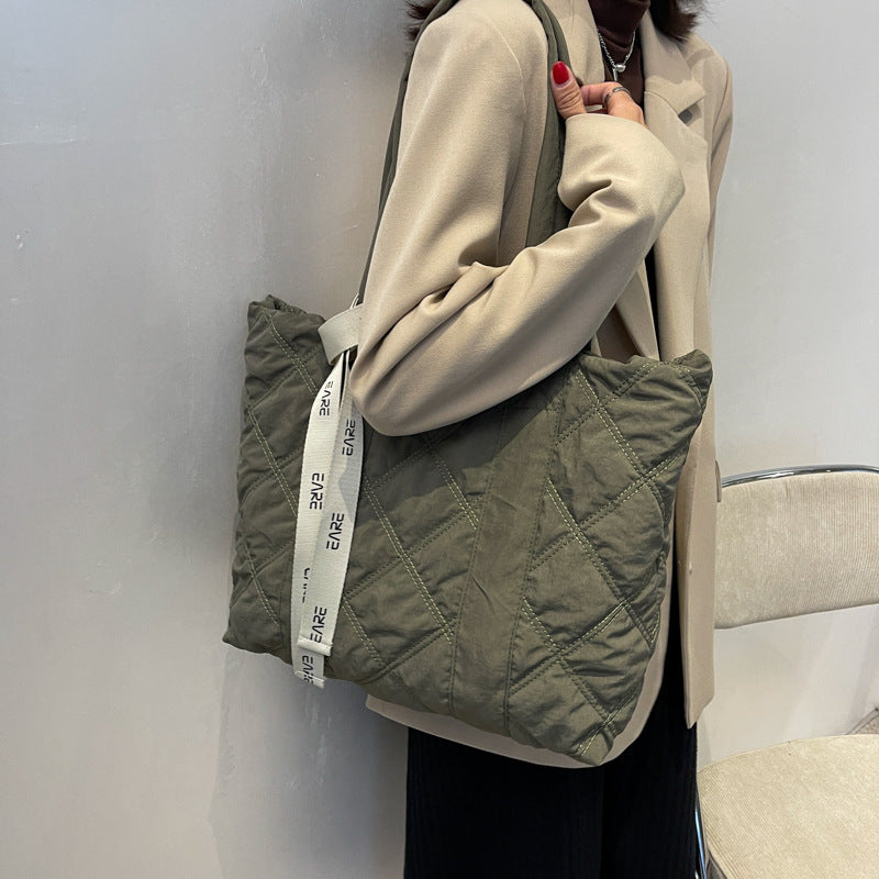 Sac fourre-tout d'hiver pour femmes, sac à bandoulière en losange de couture, sac de Shopping de grande capacité, sacs à main personnalisés, 2023