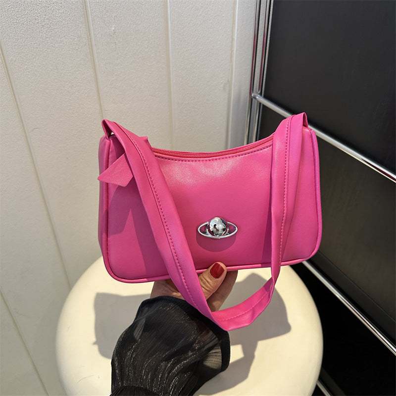 Sac à bandoulière doux de couleur pure de tempérament simple