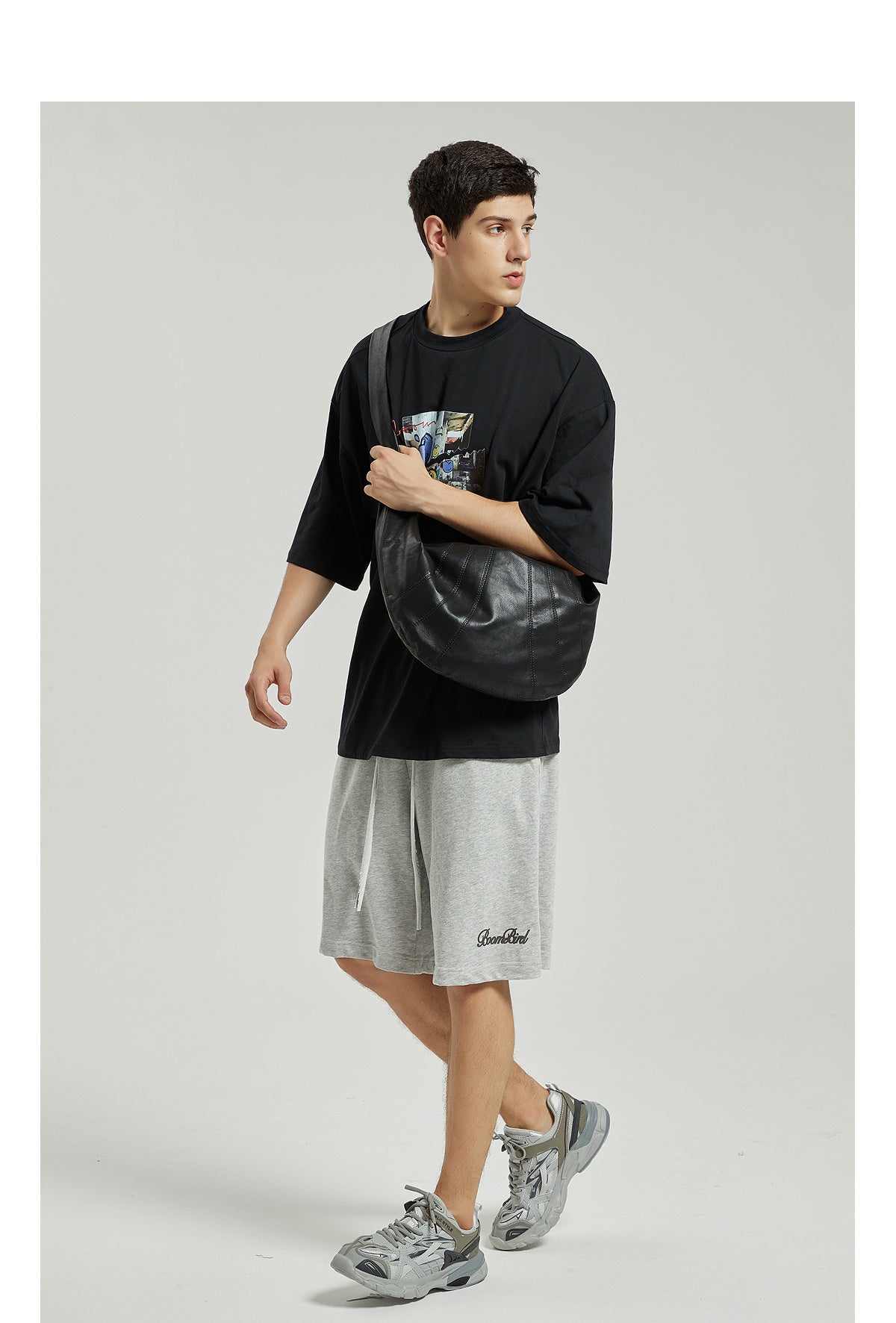 Sac de Dumpling sac de poitrine incliné en cuir pour homme