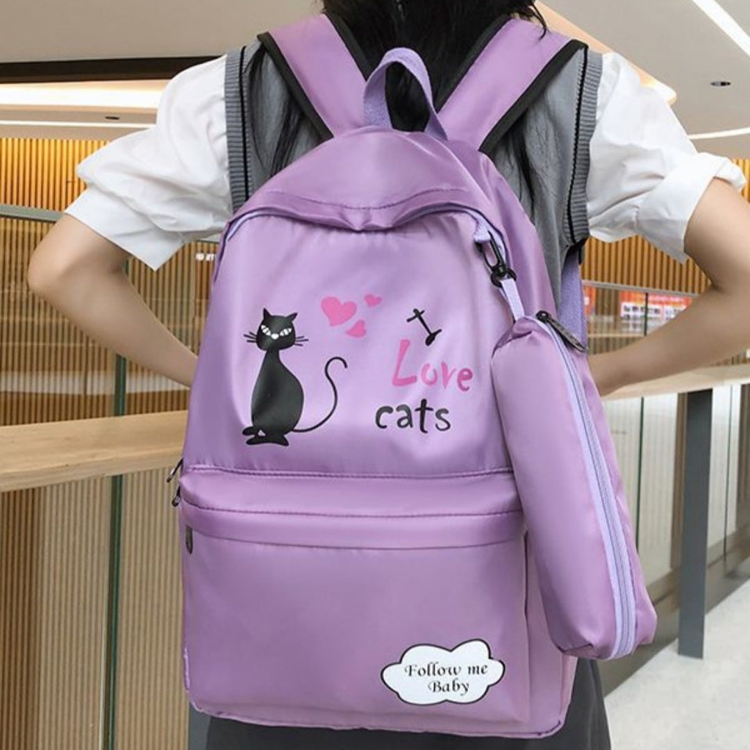Sac à dos de grande capacité imprimé dessin animé féminin