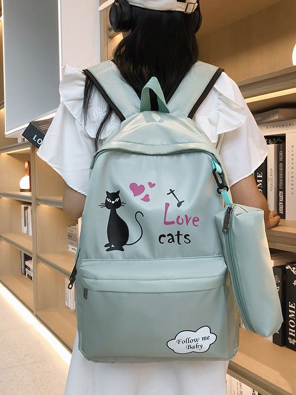 Sac à dos de grande capacité imprimé dessin animé féminin