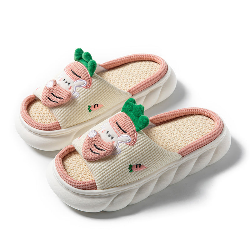 Zapatillas de PVC femeninas de lino con punta gruesa