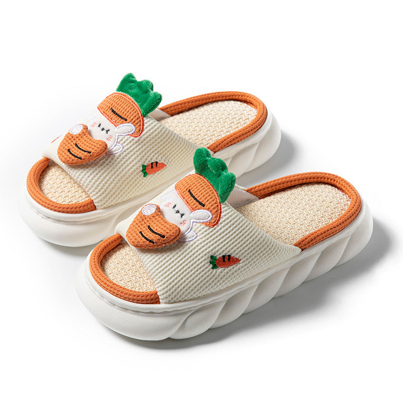 Zapatillas de PVC femeninas de lino con punta gruesa