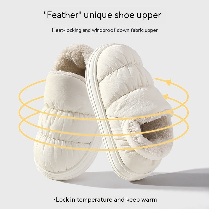 Pantoufles en coton à chevilles pour femmes, hiver
