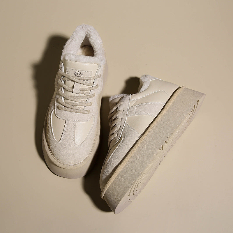 Chaussures rembourrées de coton en cuir véritable à fond épais