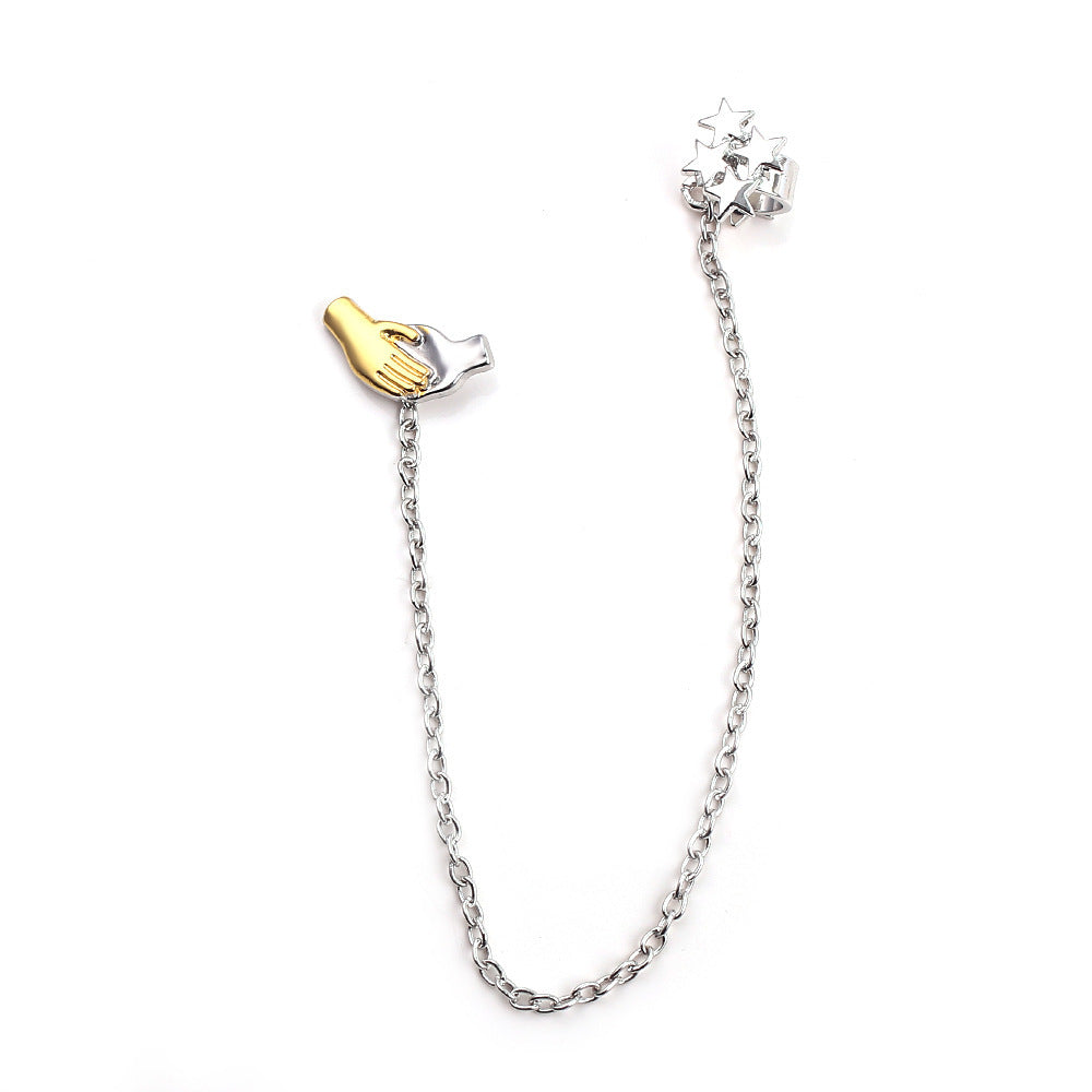 Fashion Personalized Women's High-end XINGX Double-hand Handshake Ear Studs