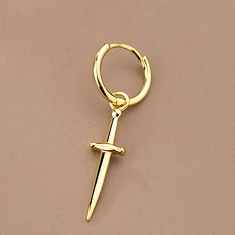 Boucles d'oreilles vintage personnalisées en acier titane en forme d'épée Hip Hop