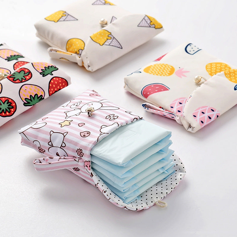 Bolsa de almacenamiento de toallas de viaje para tía, dispensador portátil de servilletas de dibujos animados, bolsa de servilleta sanitaria
