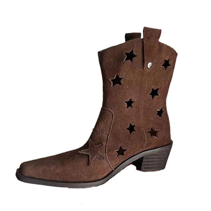 Bottes Dr Martens en denim à bout carré et talon épais pour femmes occidentales