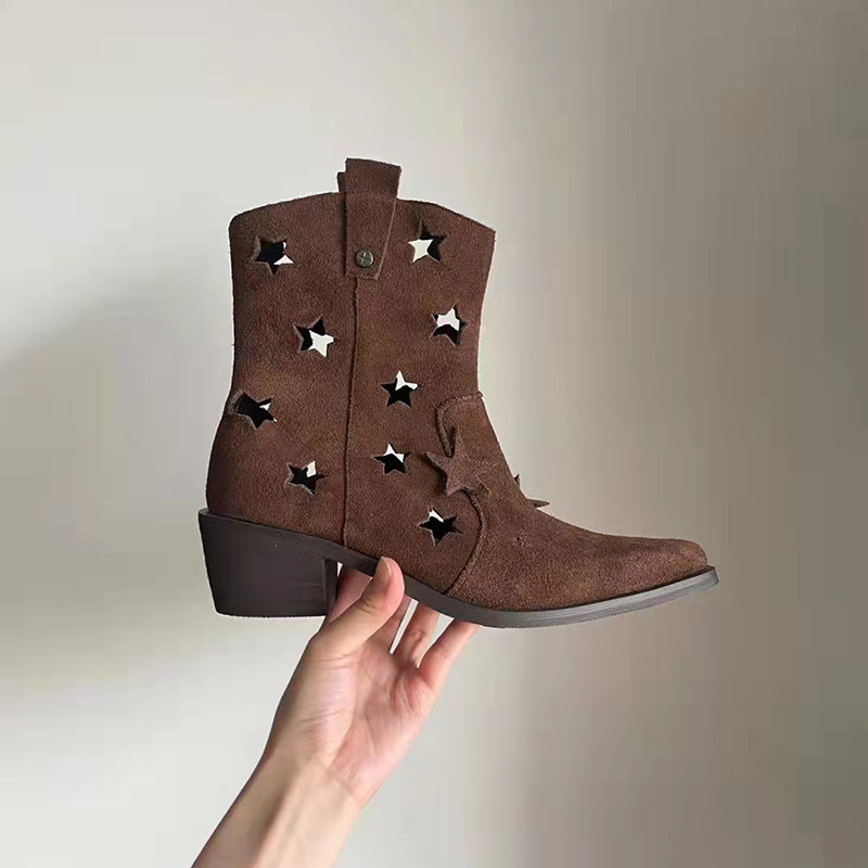 Bottes Dr Martens en denim à bout carré et talon épais pour femmes occidentales