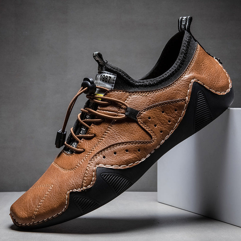 Chaussures en cuir décontractées respirantes et polyvalentes pour hommes