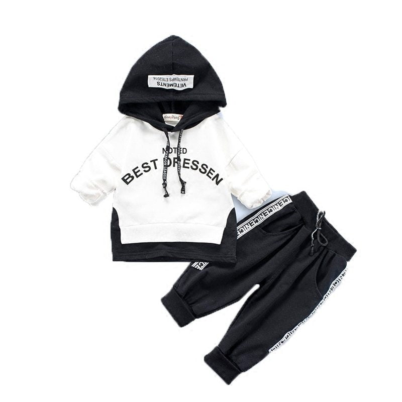 Costume garçon capuche imprimé lettre