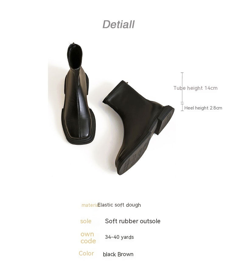 Botas Martin estilo británico retro con punta cuadrada para mujer