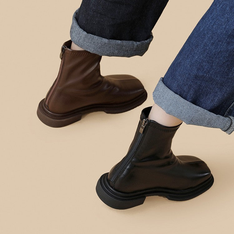 Botas Martin estilo británico retro con punta cuadrada para mujer