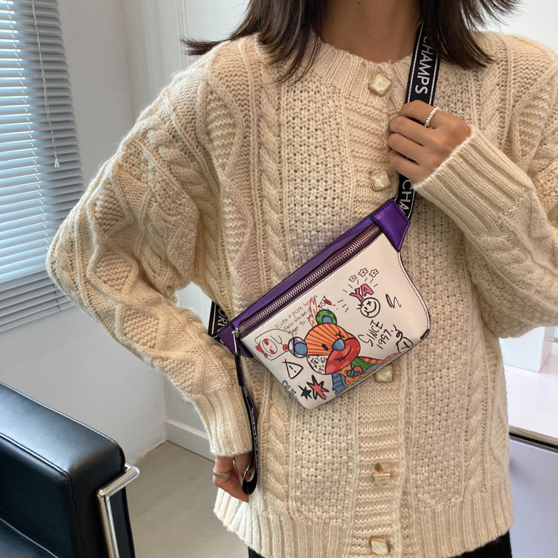 Sac Disco décontracté, petit sac à dos avec graffitis peints