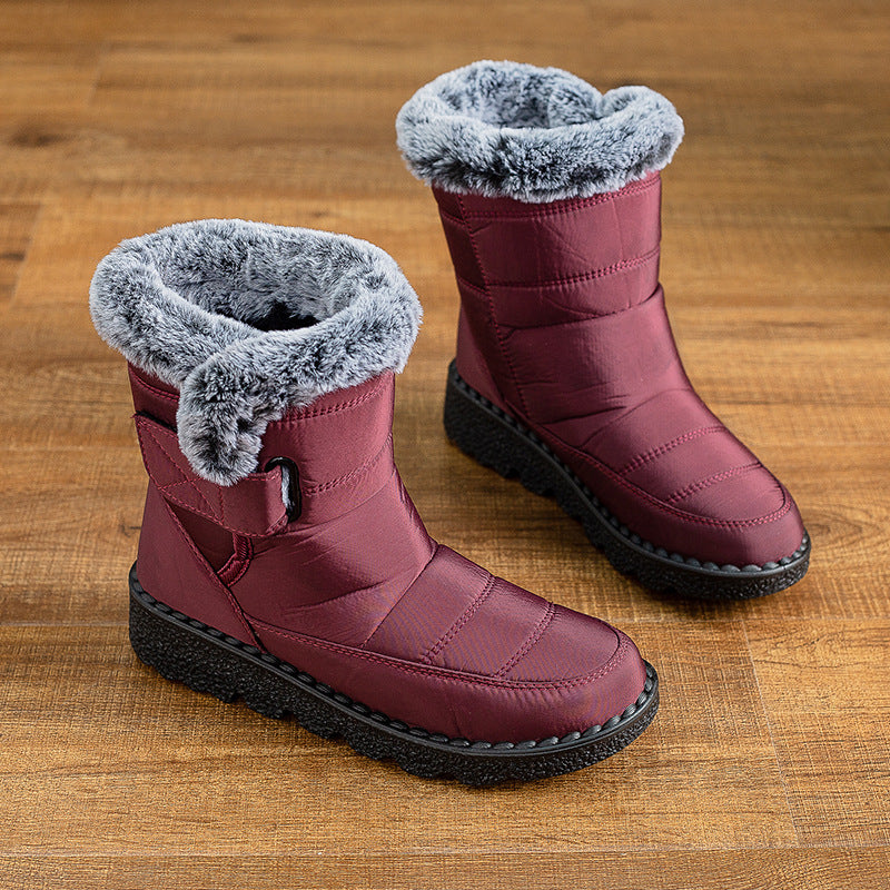 Bottes matelassées en coton thermique plus épaisses doublées de polaire de neige de grande taille