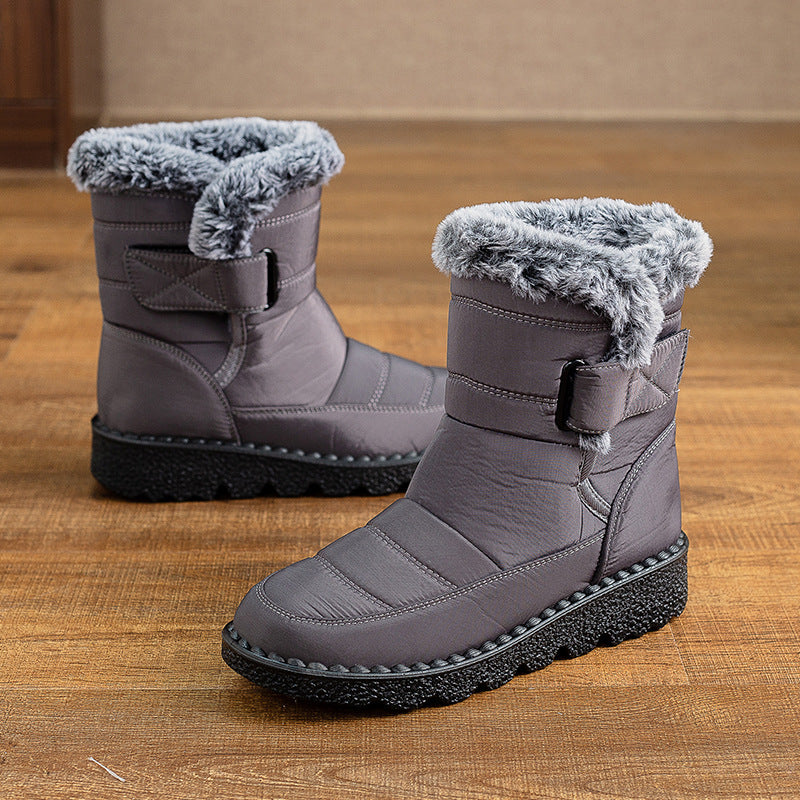 Bottes matelassées en coton thermique plus épaisses doublées de polaire de neige de grande taille