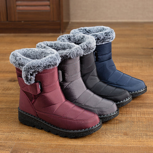 Bottes matelassées en coton thermique plus épaisses doublées de polaire de neige de grande taille