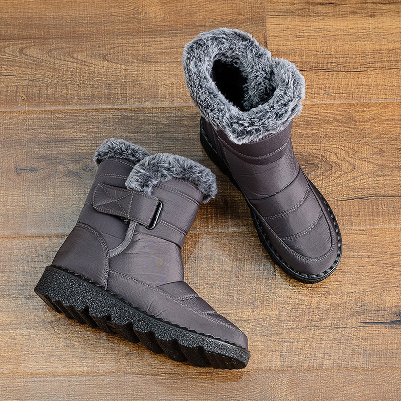 Bottes matelassées en coton thermique plus épaisses doublées de polaire de neige de grande taille