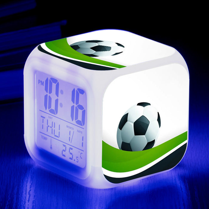 Modèle de Football petit réveil horloge carrée étudiant enfants alarme muette