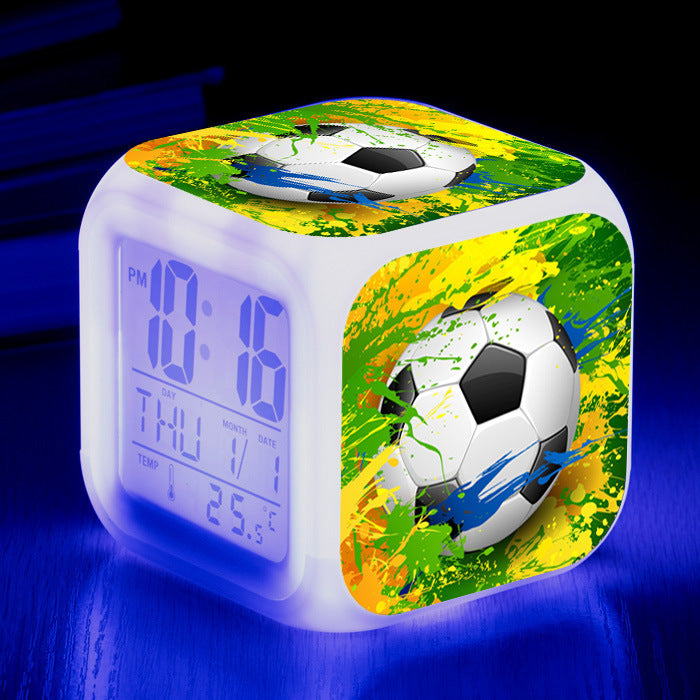 Modèle de Football petit réveil horloge carrée étudiant enfants alarme muette