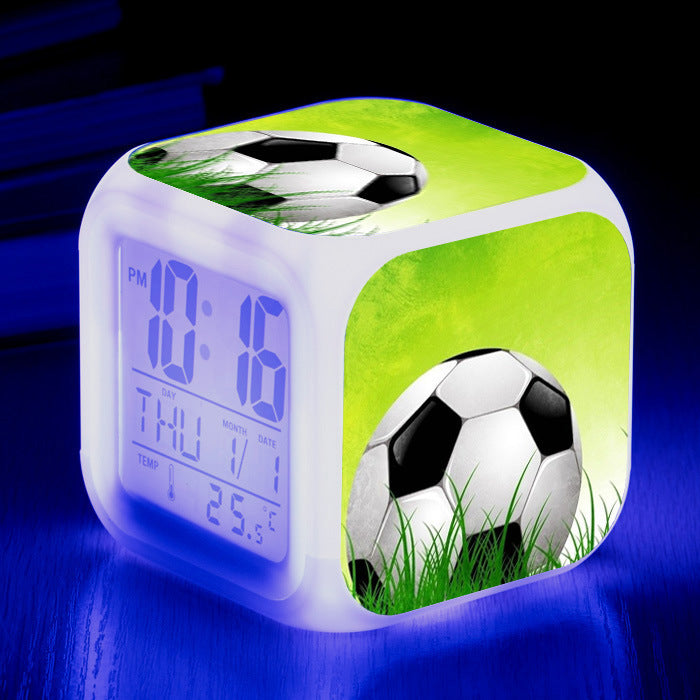 Modèle de Football petit réveil horloge carrée étudiant enfants alarme muette