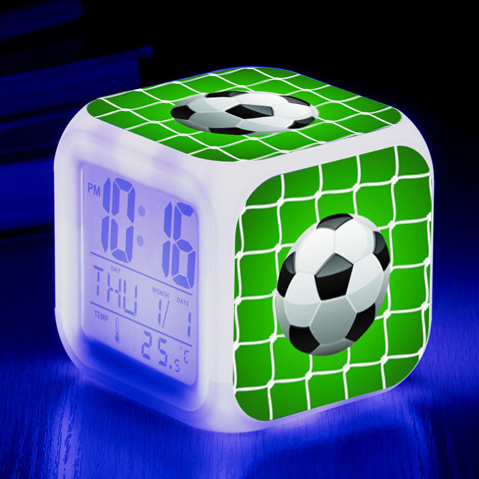 Modèle de Football petit réveil horloge carrée étudiant enfants alarme muette