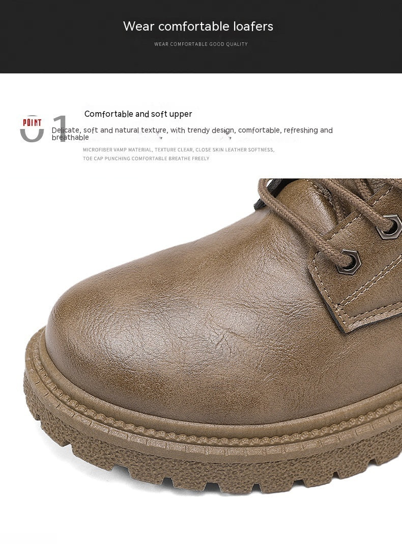 Chaussures montantes, chaussures de travail britanniques assorties avec tout, bottes de randonnée à fond épais pour l'hiver