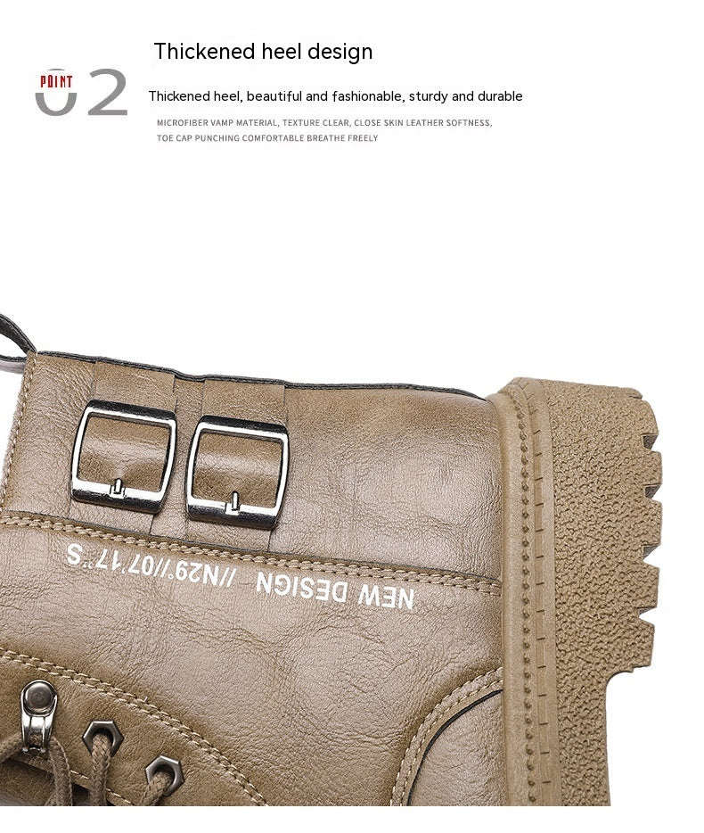 Chaussures montantes, chaussures de travail britanniques assorties avec tout, bottes de randonnée à fond épais pour l'hiver