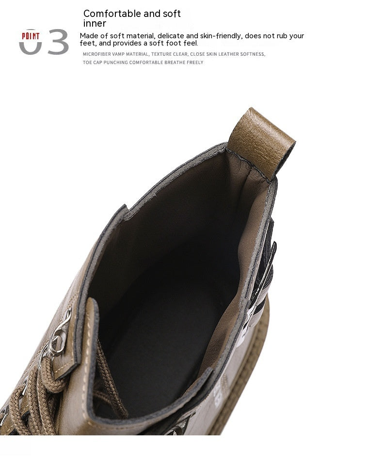 Chaussures montantes, chaussures de travail britanniques assorties avec tout, bottes de randonnée à fond épais pour l'hiver