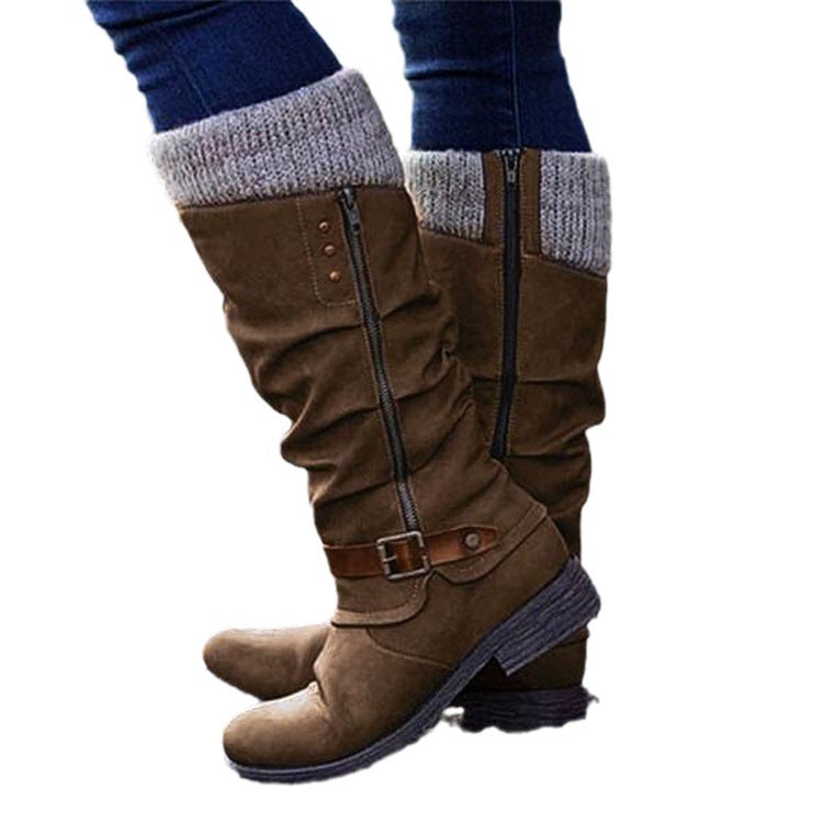 Knight Boots Automne Et Hiver Bottes Pour Femmes Tube Haut Grande Taille