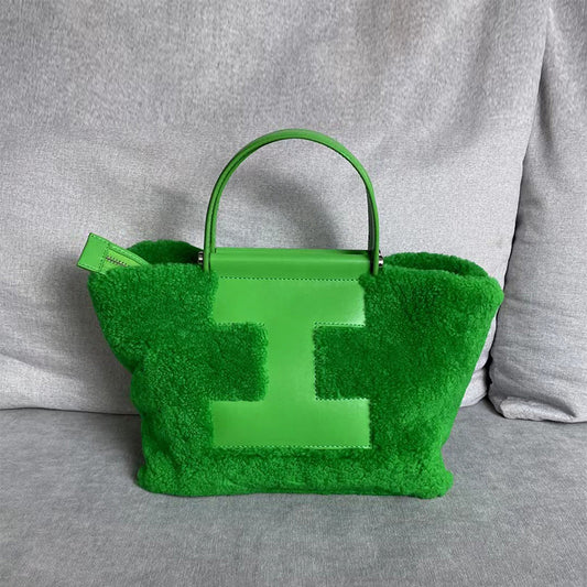 Sac à main en laine et cuir véritable, épaule de banlieue