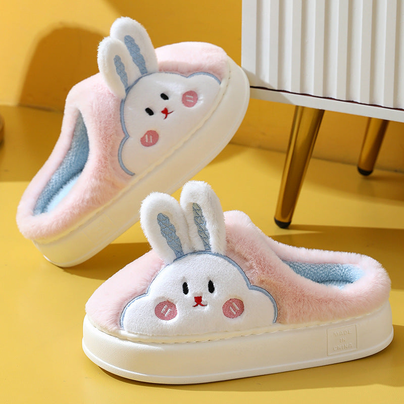 Silencieux anti-dérapant maison dessin animé mignon maison thermique coton pantoufles hiver