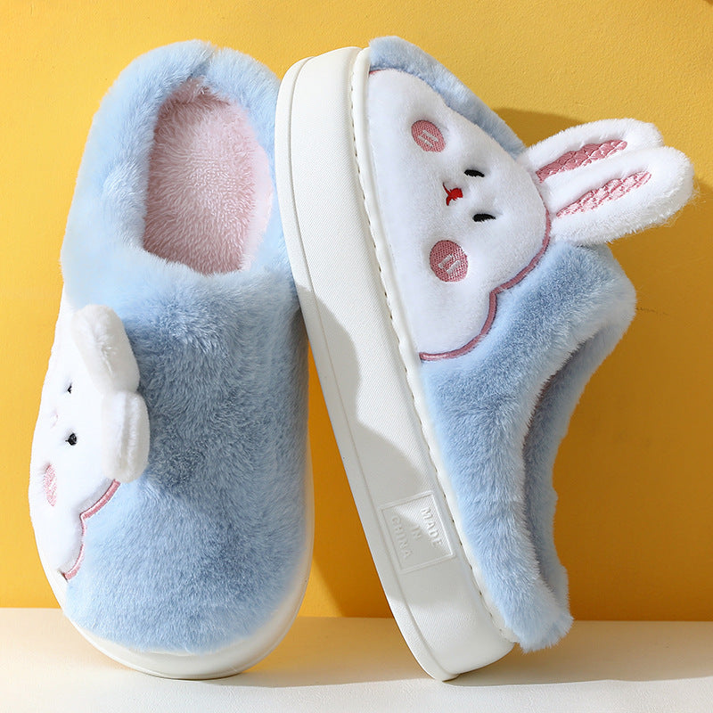 Silencieux anti-dérapant maison dessin animé mignon maison thermique coton pantoufles hiver