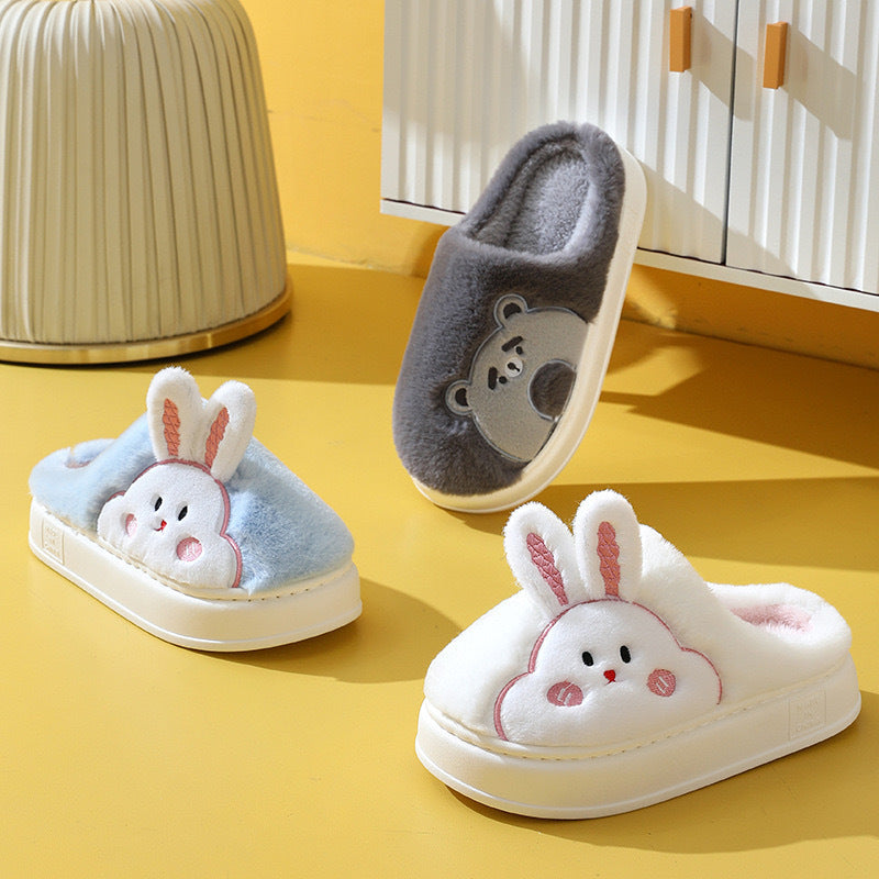 Silencieux anti-dérapant maison dessin animé mignon maison thermique coton pantoufles hiver
