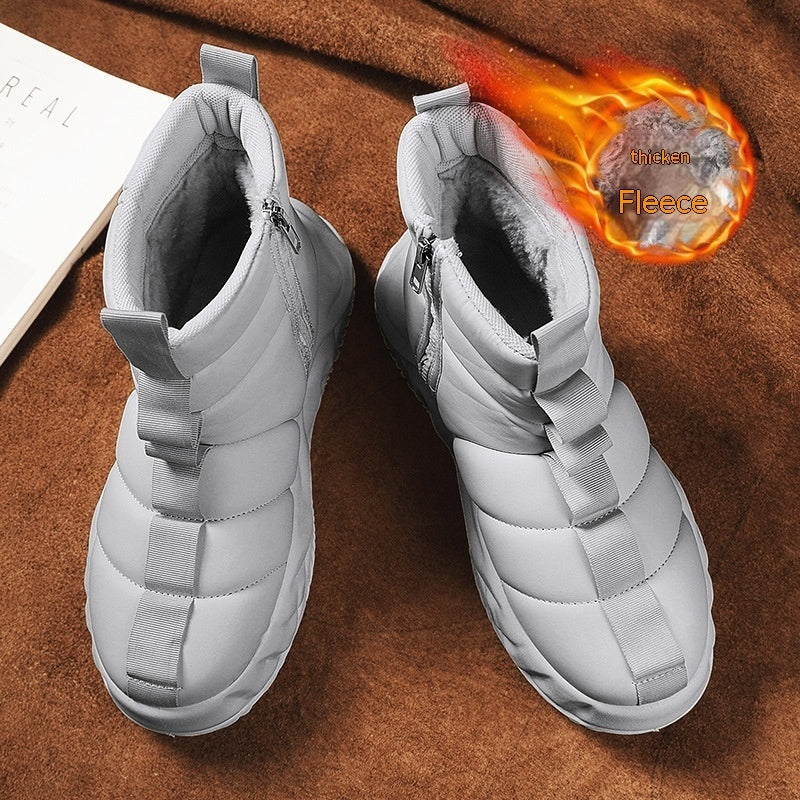 Bottes de neige montantes en fourrure pour hommes, chaussures chaudes à semelle en coton