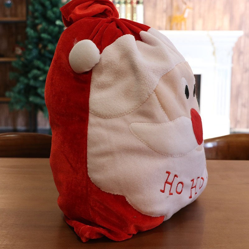 Sac à dos de bonbons en tissu de velours doré du Père Noël