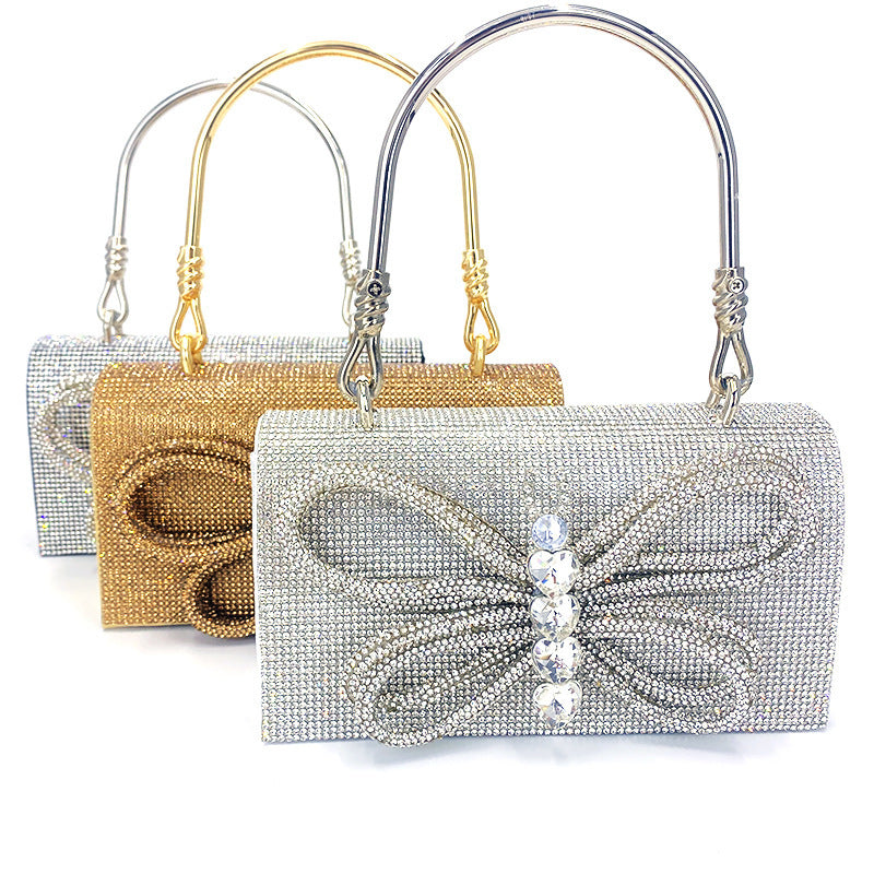 Robe de dîner vêtement papillon diamant brillant petit sac carré