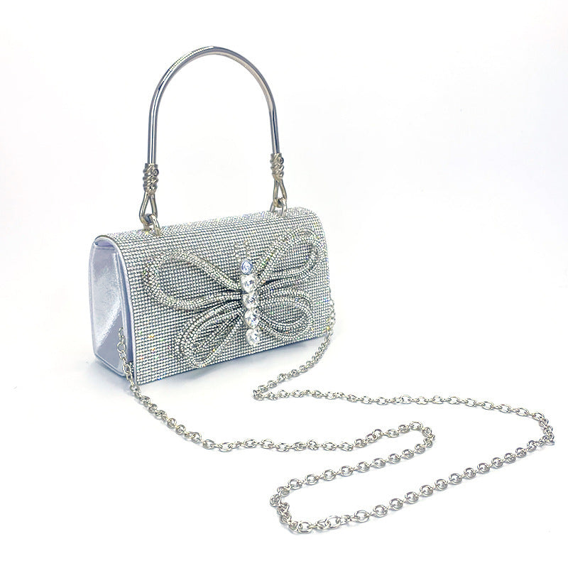 Robe de dîner vêtement papillon diamant brillant petit sac carré