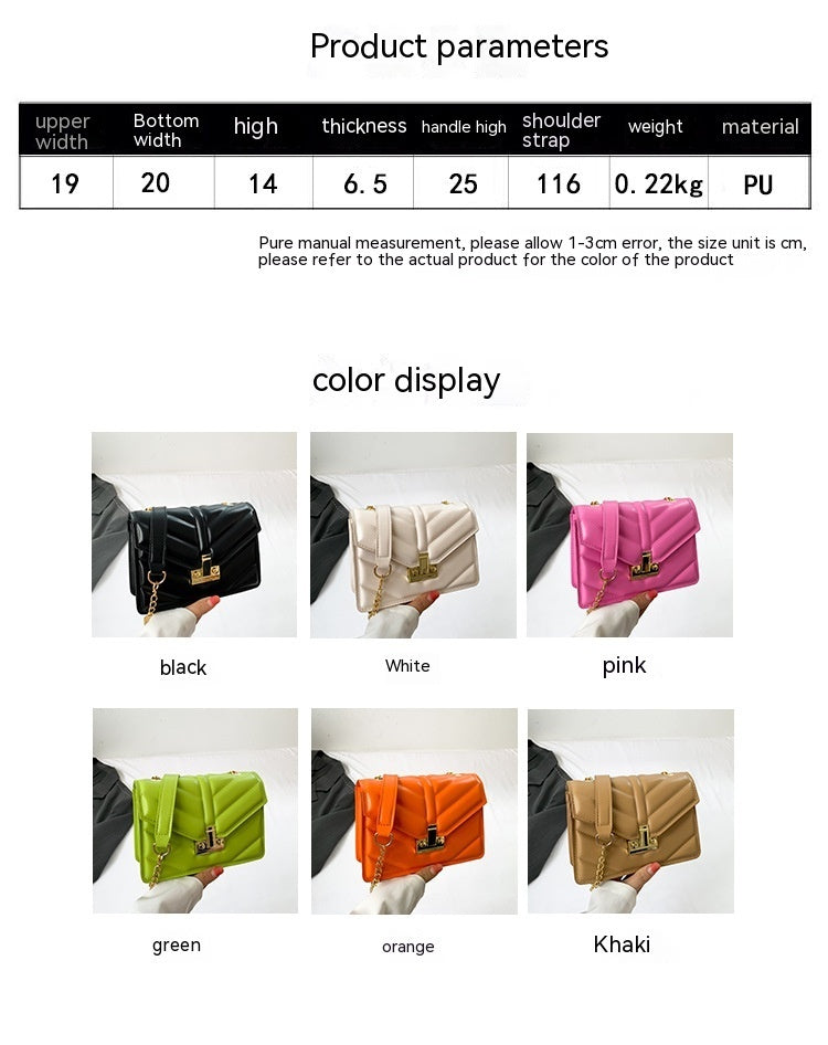 Petit sac à chaîne avec chaîne pour femmes, couleur unie, Simple et élégant, décontracté, Texture de banlieue