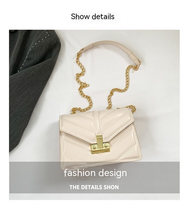 Petit sac à chaîne avec chaîne pour femmes, couleur unie, Simple et élégant, décontracté, Texture de banlieue